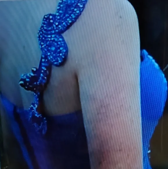 SHERRI HILL GORGEOUS ROYAL BLUE JEWELED ONE SHOULDER COCKTAIL FLARED DRESS Sz 12 - Picture 6 of 6